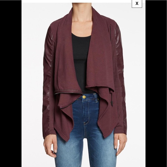 Blank NYC Oxblood Vegan Leather Drape Jacket sz M - Picture 3 of 10